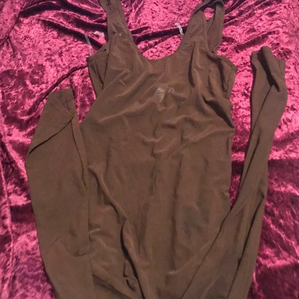 Brown mesh jumpsuit